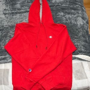 RED CHAMPION HOODIE